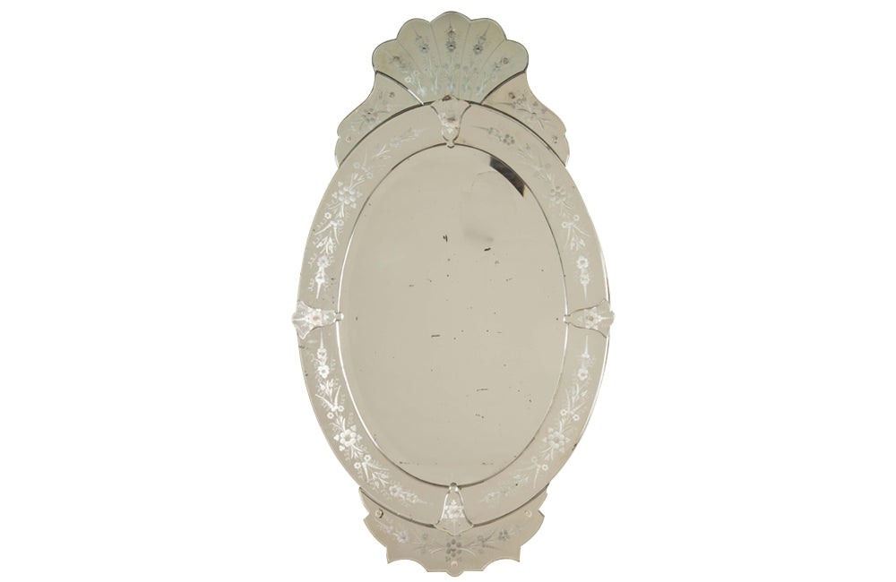 An elegant large Mid-Century Italian Venetian style oval mirror.
