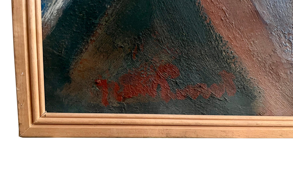 Large 20th Century French oil on canvas painting of a female nude draping a long pink scarf over her shoulders by Jean Perret