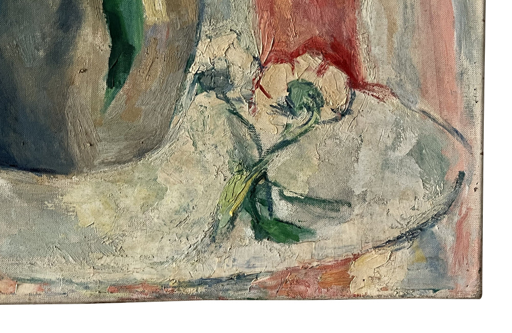 Mid-20th Century French Still Life Painting 'Bouquet of Flowers in Confit Pot'