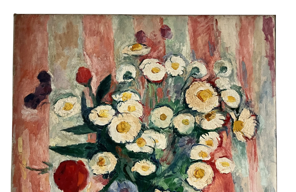 Mid-20th Century French Still Life Painting 'Bouquet of Flowers in Confit Pot'