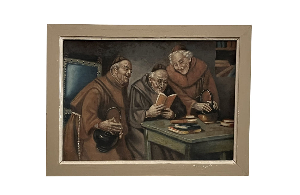Small Late 19th Century Italian Painting 'Three Monks'