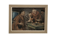 Small Late 19th Century Italian Painting 'Three Monks'