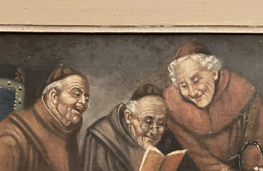 Small Late 19th Century Italian Painting 'Three Monks'