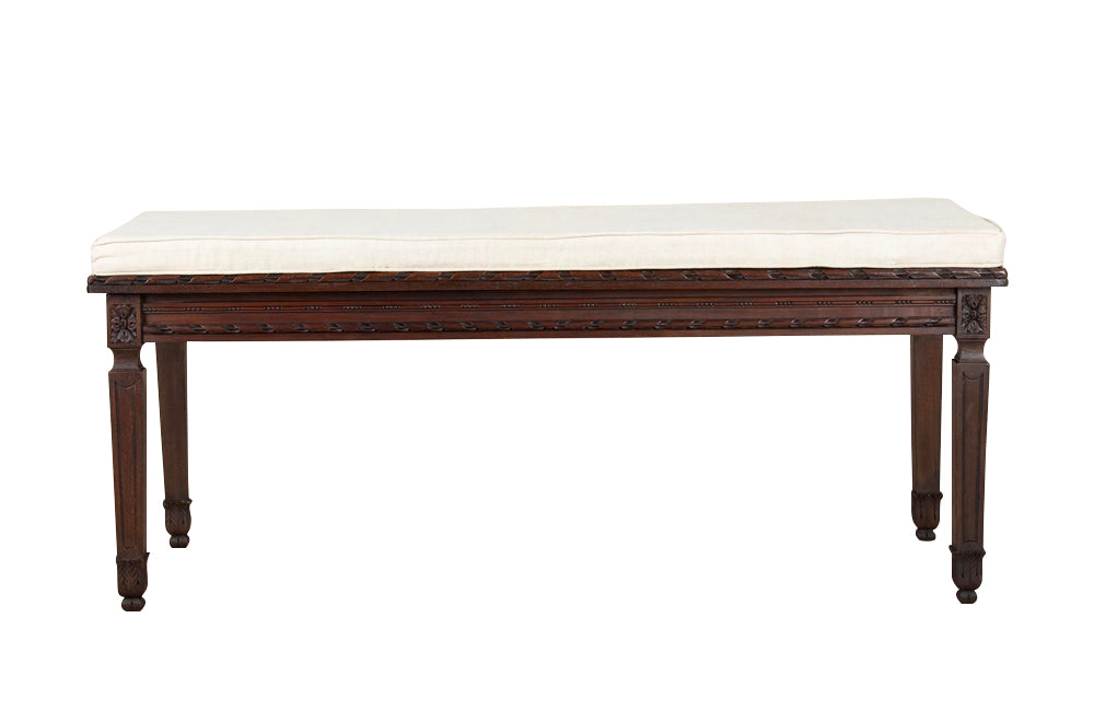 Large 19th Century Louis XVI Revival Caned Walnut Banquette