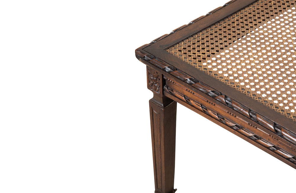 Large 19th Century Louis XVI Revival Caned Walnut Banquette