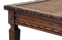 Large 19th Century Louis XVI Revival Caned Walnut Banquette