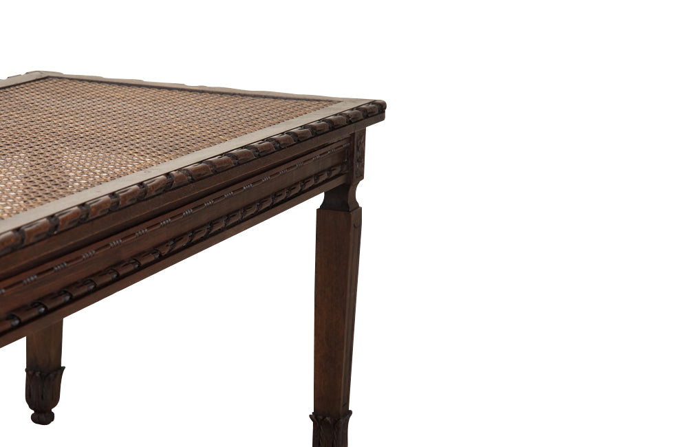 Large 19th Century Louis XVI Revival Caned Walnut Banquette