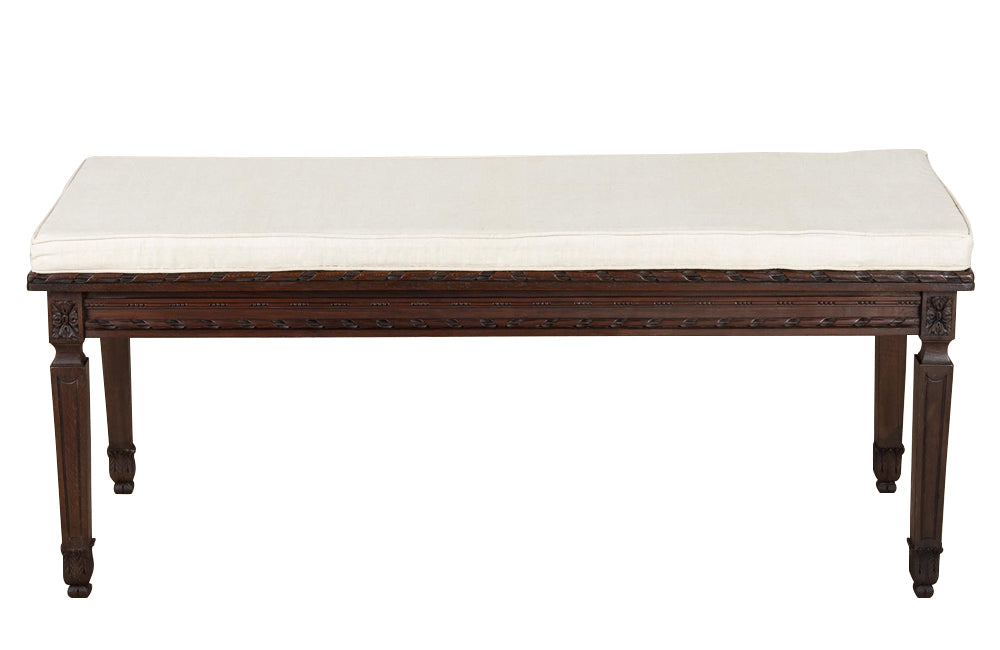 Large 19th Century Louis XVI Revival Caned Walnut Banquette