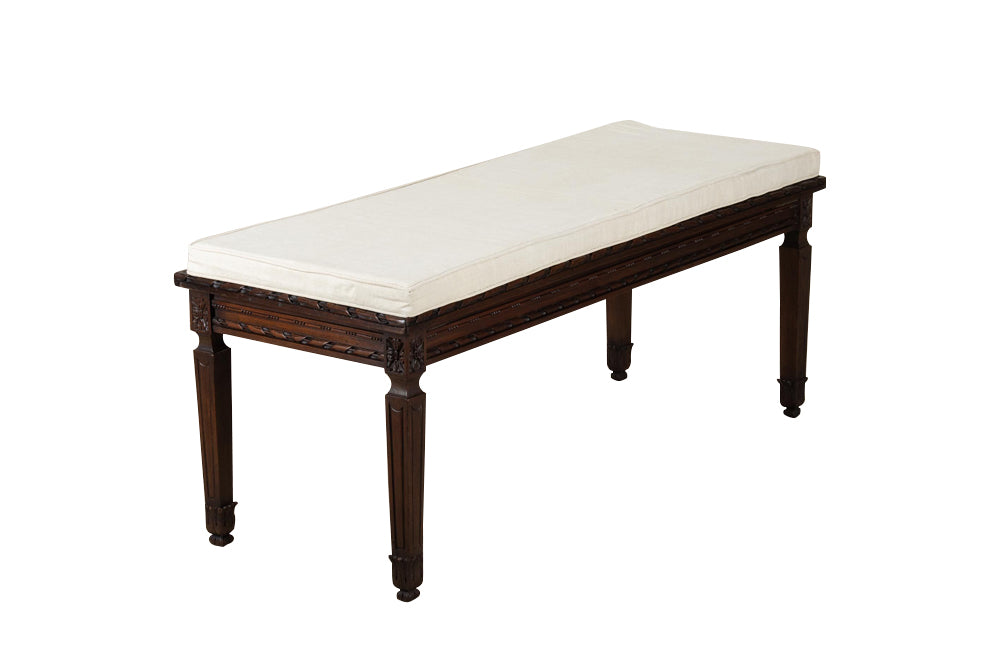 Large 19th Century Louis XVI Revival Caned Walnut Banquette