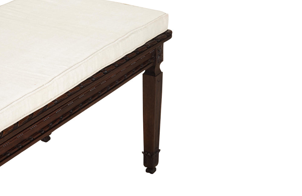 Large 19th Century Louis XVI Revival Caned Walnut Banquette