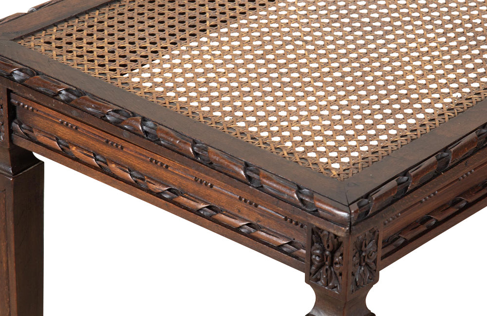 Large 19th Century Louis XVI Revival Caned Walnut Banquette