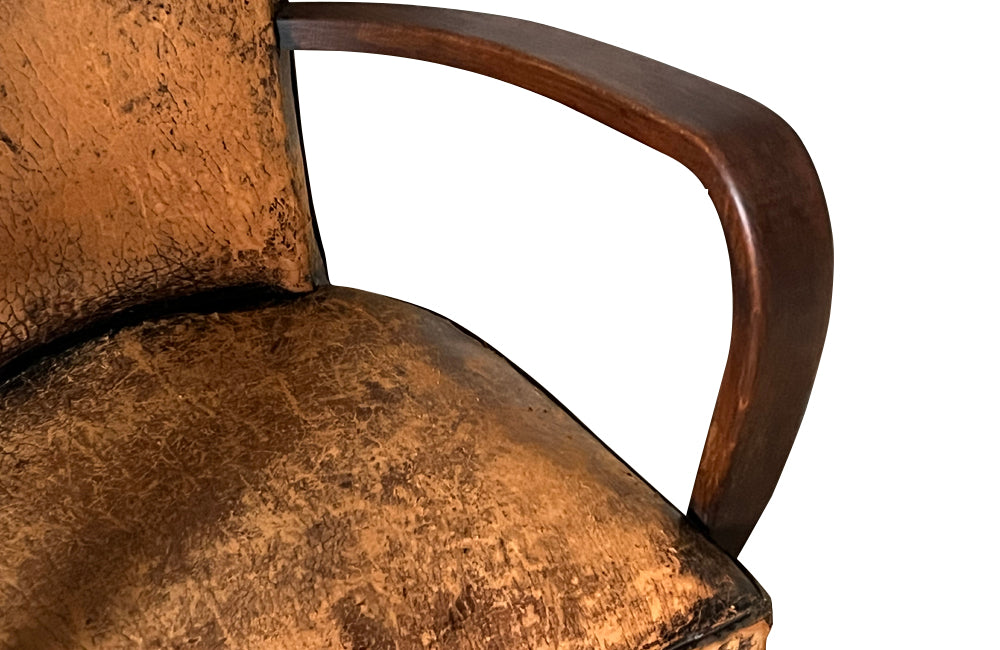 French leather desk / bridge armchair Circa 1940