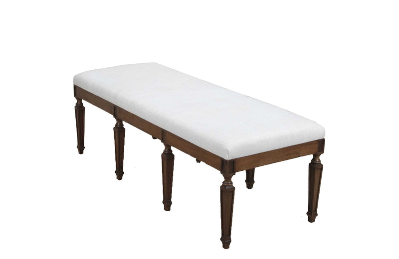 Large early 20th Century French walnut banquette in the Neo-Classical style.