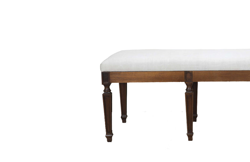 Large early 20th Century French walnut banquette in the Neo-Classical style.