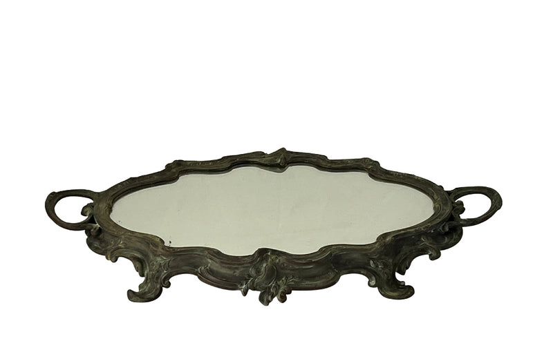 19th Century French verdigris spelter mirrored centrepiece tray - French Antiques - AD & PS Antiques 