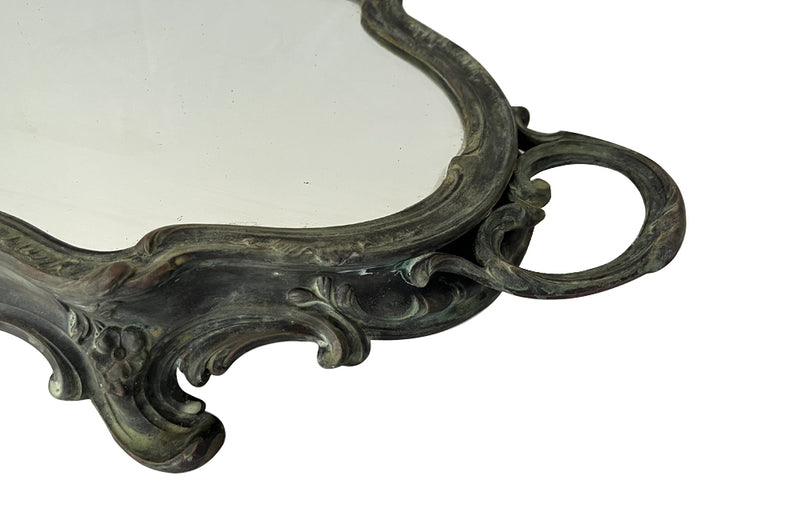 19th Century French verdigris spelter mirrored centrepiece tray - French Antiques - AD & PS Antiques 