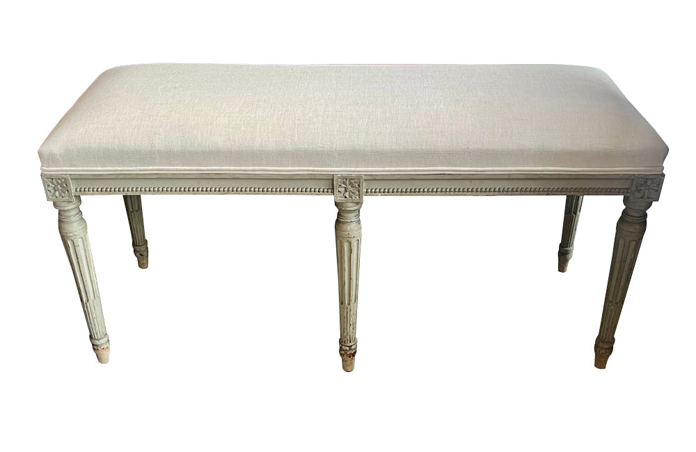 Antique bench French painted bench in the style of Louis XVI late 19th Century - French antique furniture
