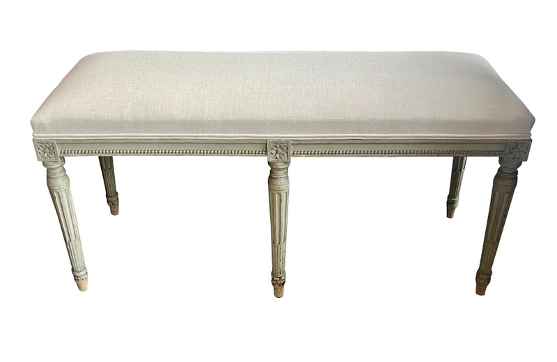 Antique bench French painted bench in the style of Louis XVI late 19th Century - French antique furniture