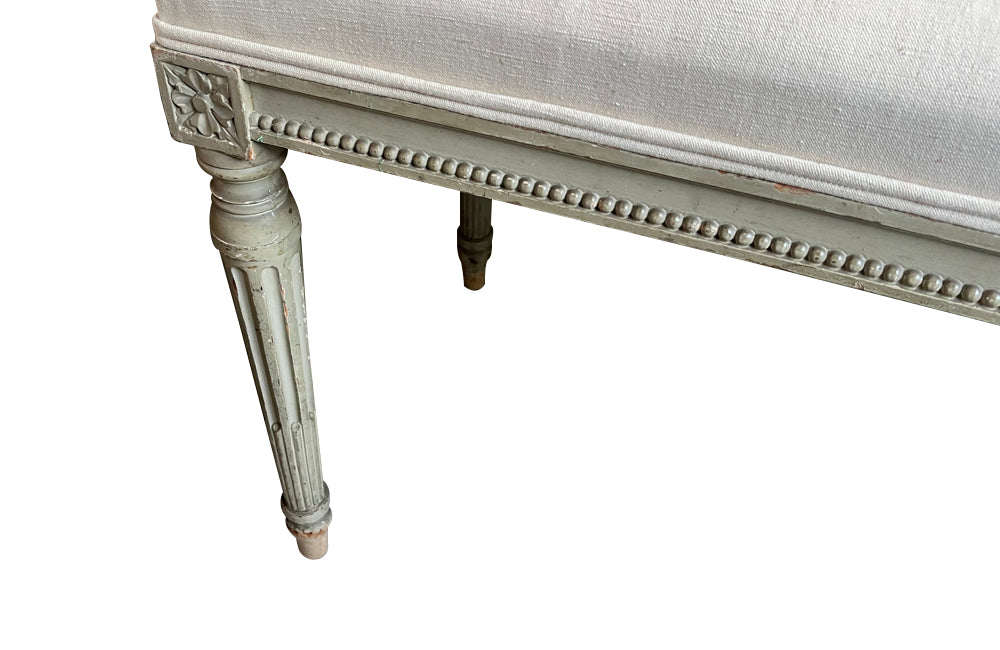 Antique bench French painted bench in the style of Louis XVI late 19th Century - French antique furniture