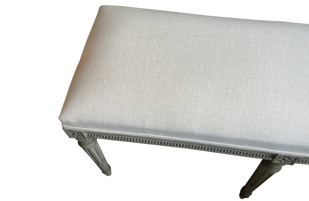 Antique bench French painted bench in the style of Louis XVI late 19th Century - French antique furniture