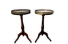 Louis XVI revival wine tables end tables in the neoclassical style with marble tops and brass pierced gallery - French Antique Furniture