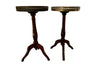 Louis XVI revival wine tables end tables in the neoclassical style with marble tops and brass pierced gallery - French Antique Furniture