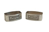 Very smart pair of silver plate napkin rings with Madame & Monsieur Art Deco lettering in rectangular cartouches. 