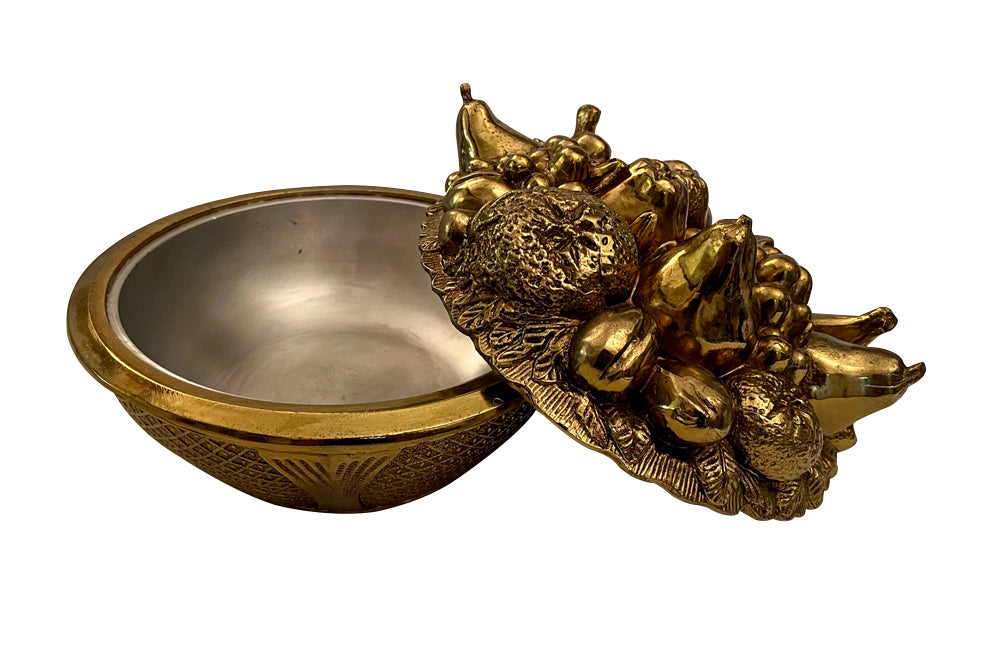 Italian mid 20th century lidded ice bucket in the form of a fruit filled basket by Mauro Manetti