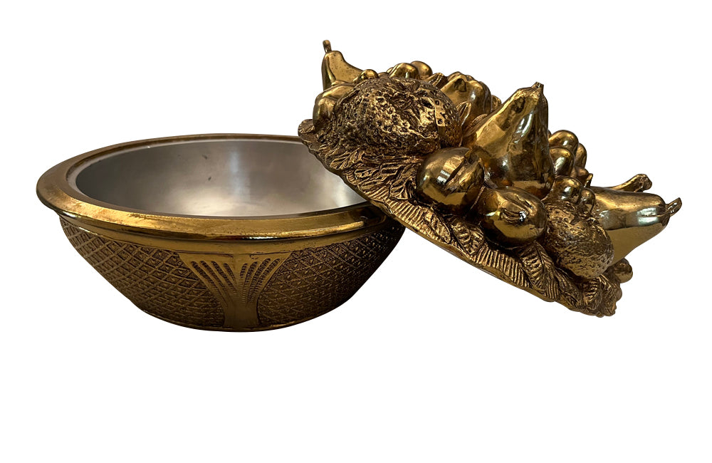 Italian mid 20th century lidded ice bucket in the form of a fruit filled basket by Mauro Manetti