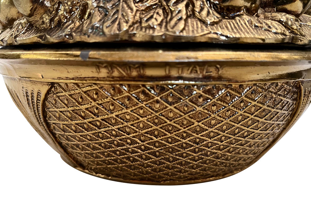 Italian mid 20th century lidded ice bucket in the form of a fruit filled basket by Mauro Manetti