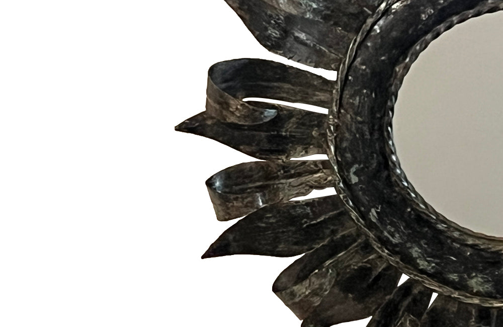 1960's French metal sunburst mirror