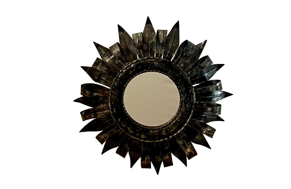 1960's French metal sunburst mirror
