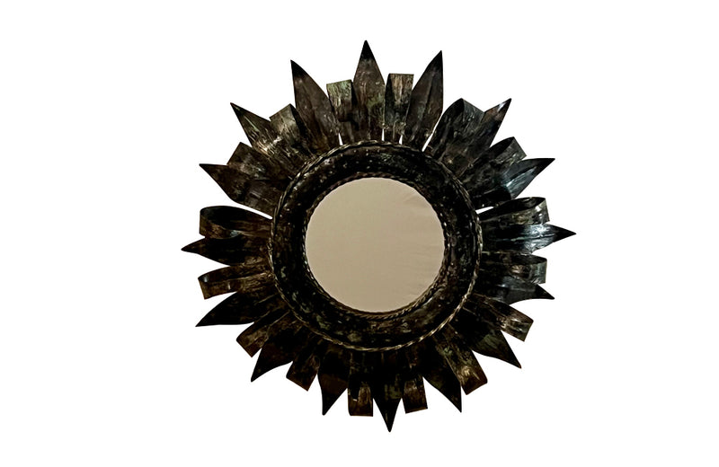 1960's French metal sunburst mirror