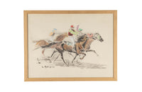 Mid-Century French Horse Racing Scene Colour Print after Louis-Ferdinand Malespina