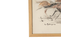 Mid-Century French Horse Racing Scene Colour Print after Louis-Ferdinand Malespina