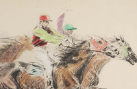 Mid-Century French Horse Racing Scene Colour Print after Louis-Ferdinand Malespina