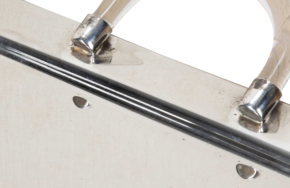 Mid-Century Italian Silverplate Tray With Lucite Handles