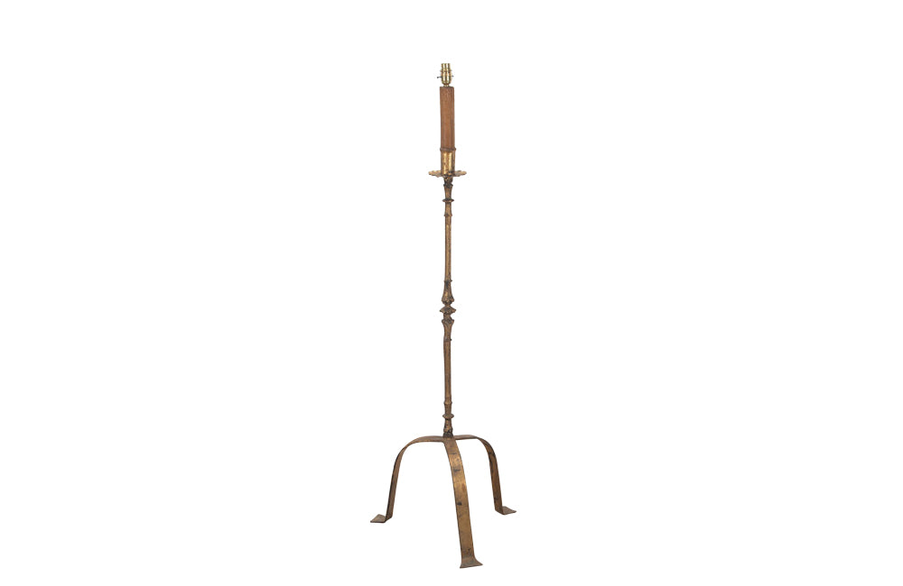 20th Century Spanish Gilt Iron Floor Lamp