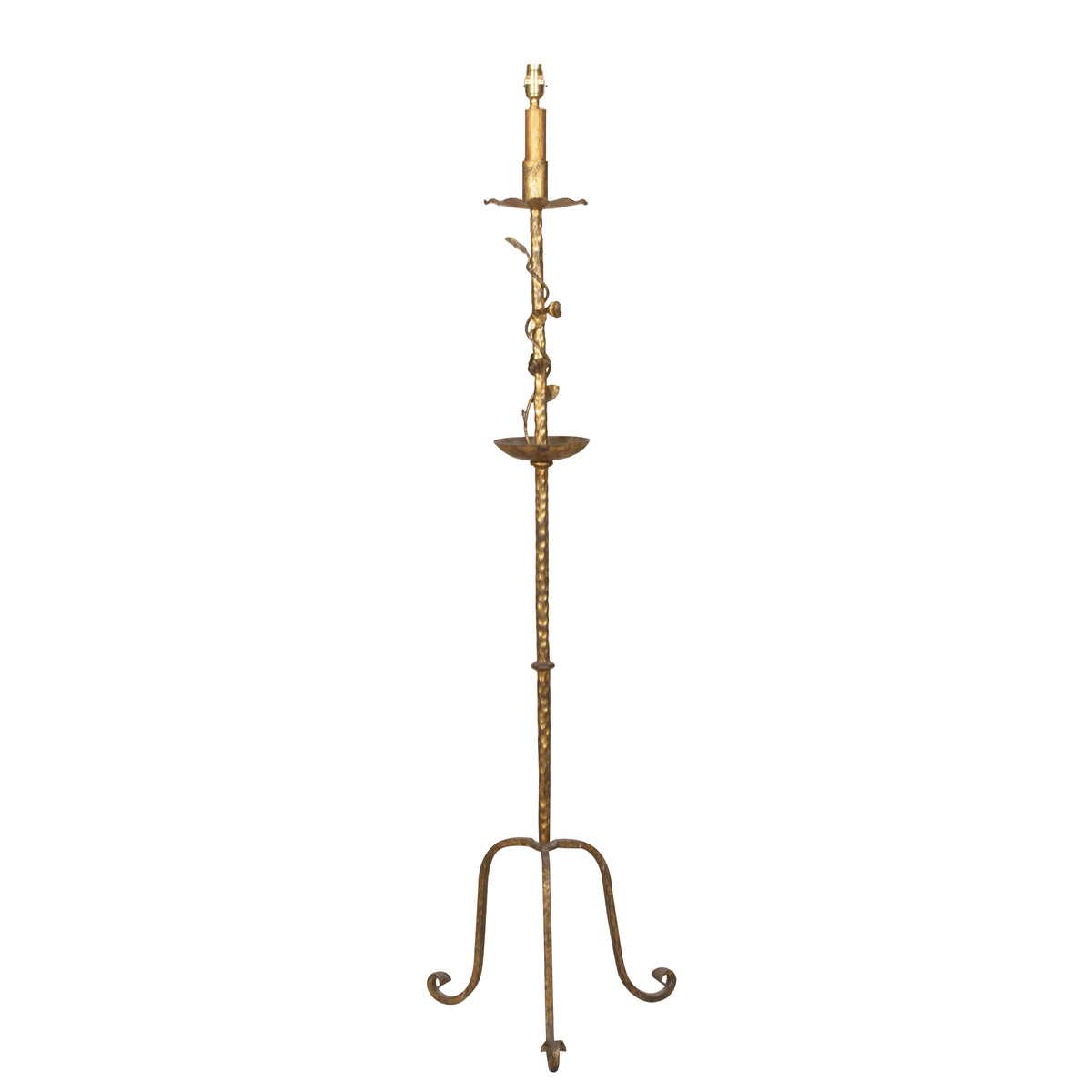 Mid-Century Spanish Gilt Iron Floor Lamp