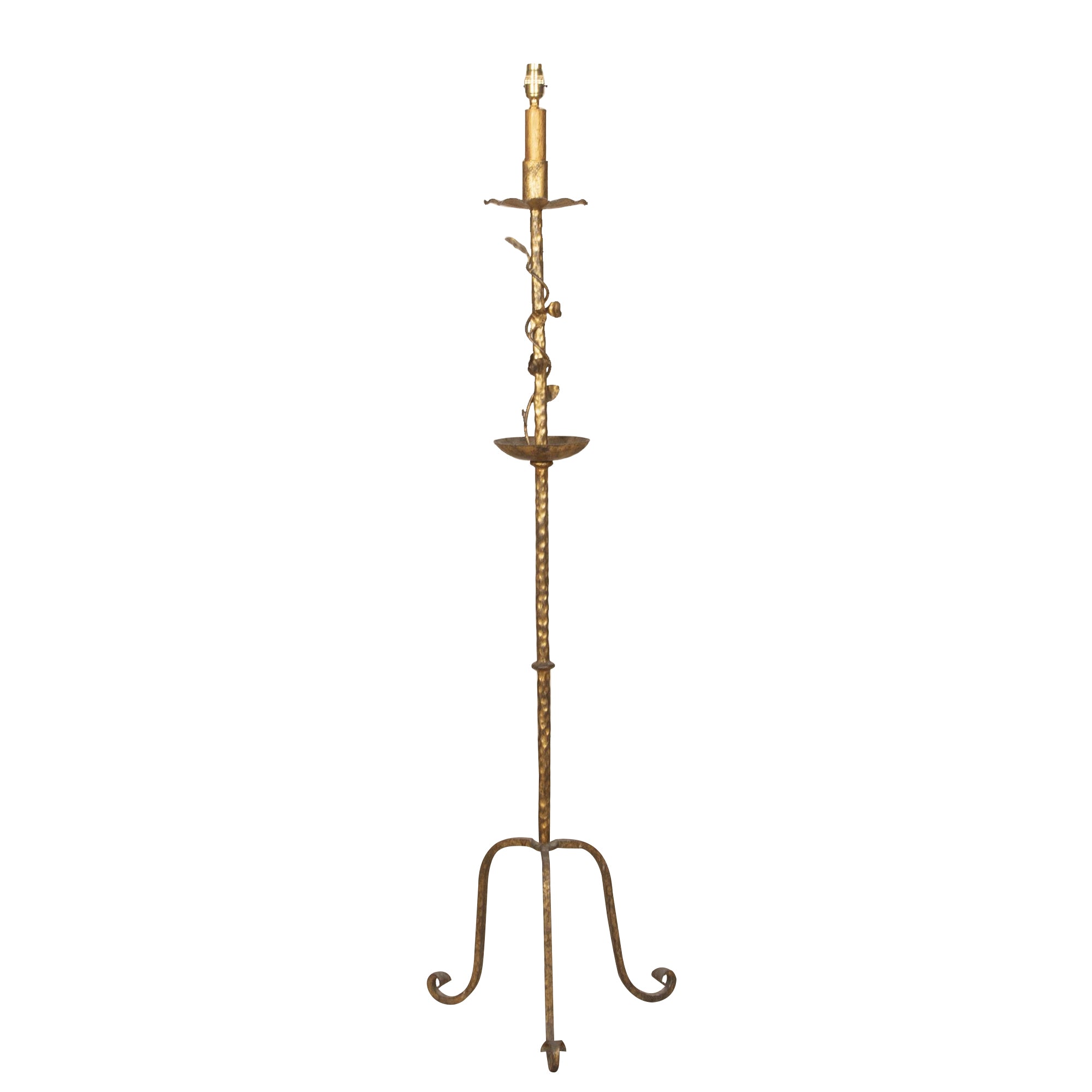 Mid-Century Spanish Gilt Iron Floor Lamp