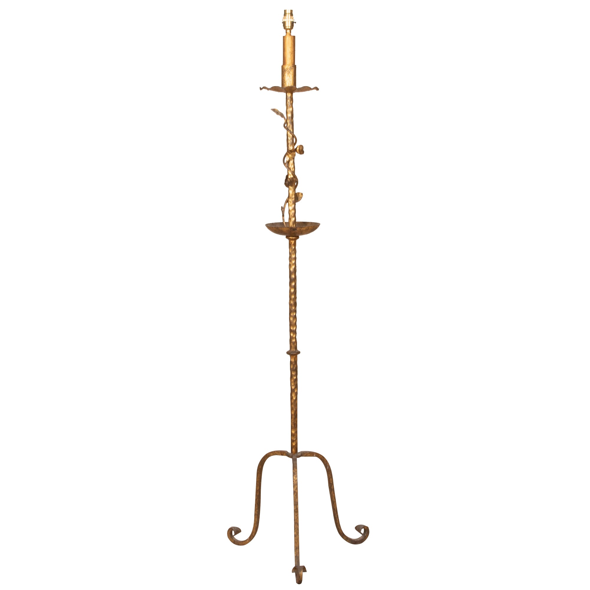 Mid-Century Spanish Gilt Iron Floor Lamp