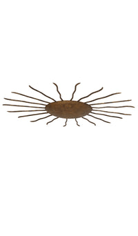 Mid-Century Spanish gilt iron sunburst wall or ceiling light. 