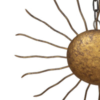 Mid-Century Spanish gilt iron sunburst wall or ceiling light. 