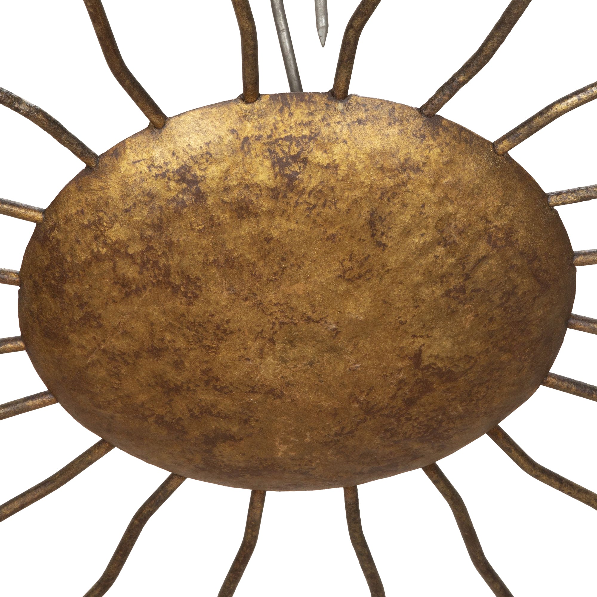 Mid-Century Spanish gilt iron sunburst wall or ceiling light. 
