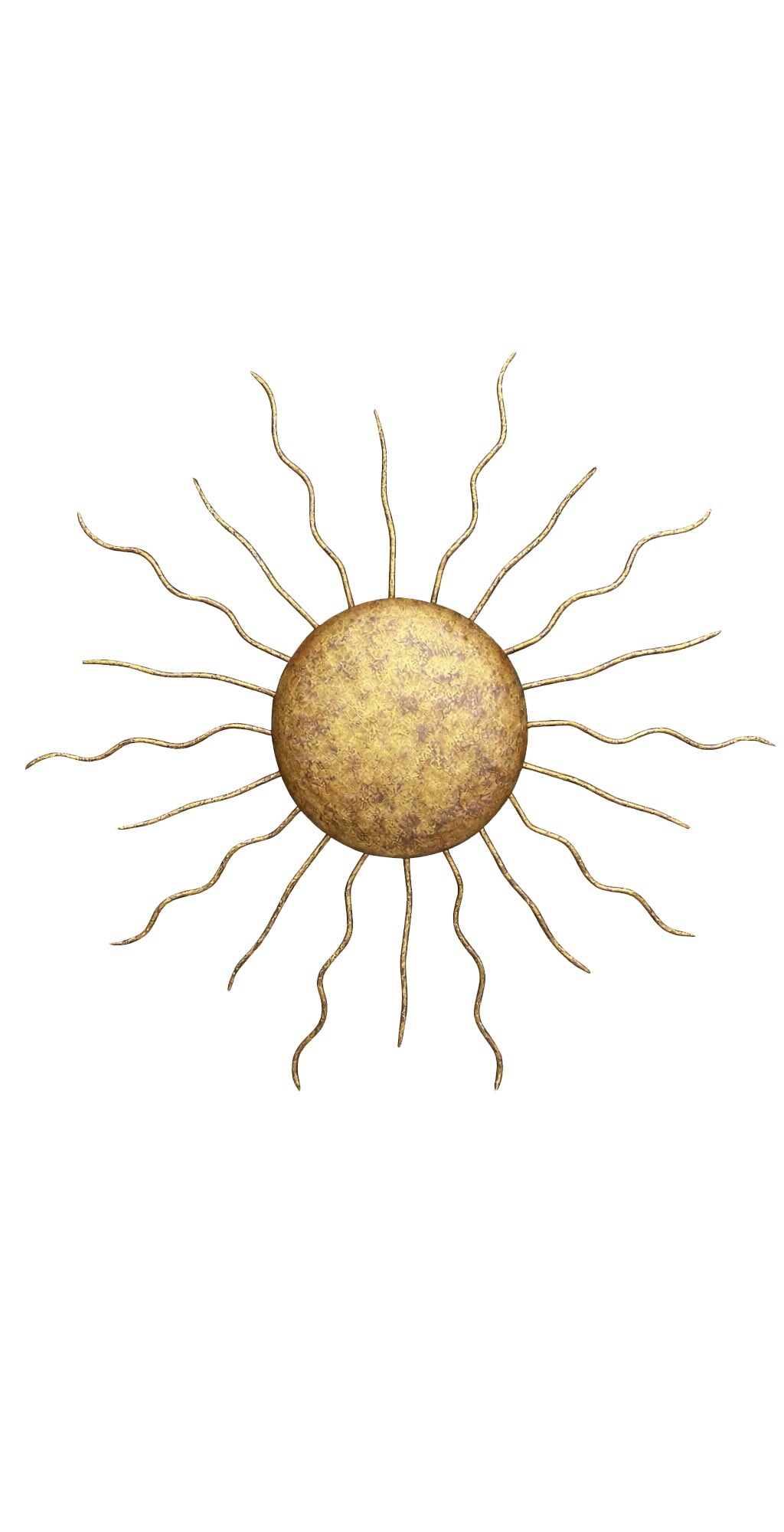 Mid-Century Spanish gilt iron sunburst wall or ceiling light circa 1950s–60s.