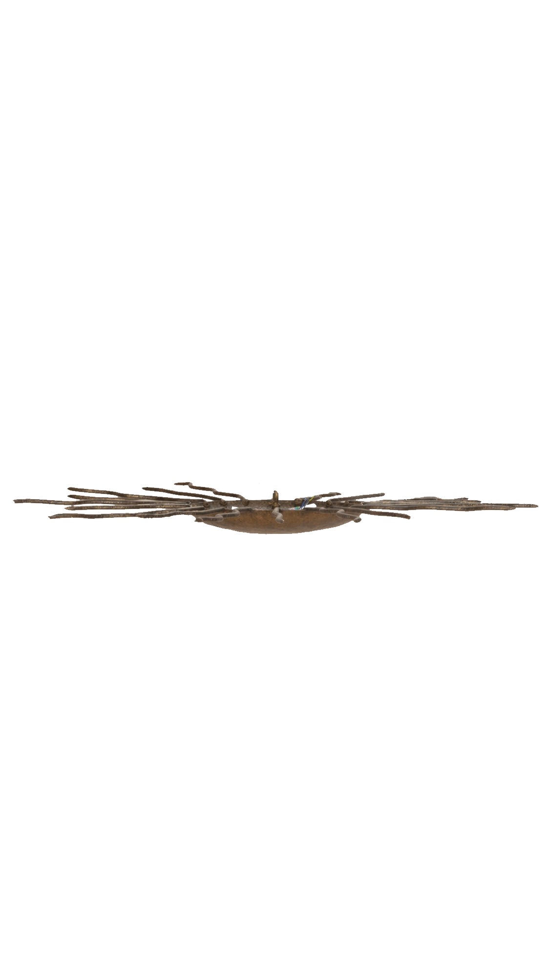 Mid-Century Spanish gilt iron sunburst wall or ceiling light circa 1950s–60s.
