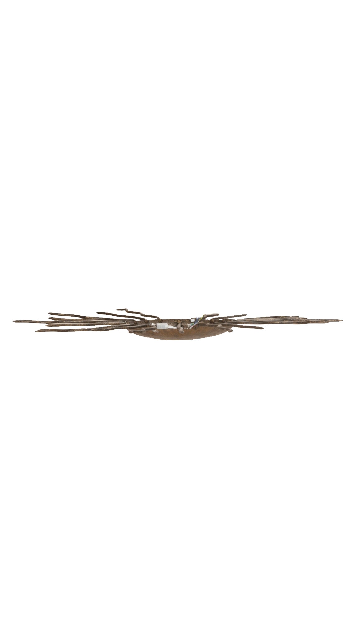 Mid-Century Spanish gilt iron sunburst wall or ceiling light circa 1950s–60s.