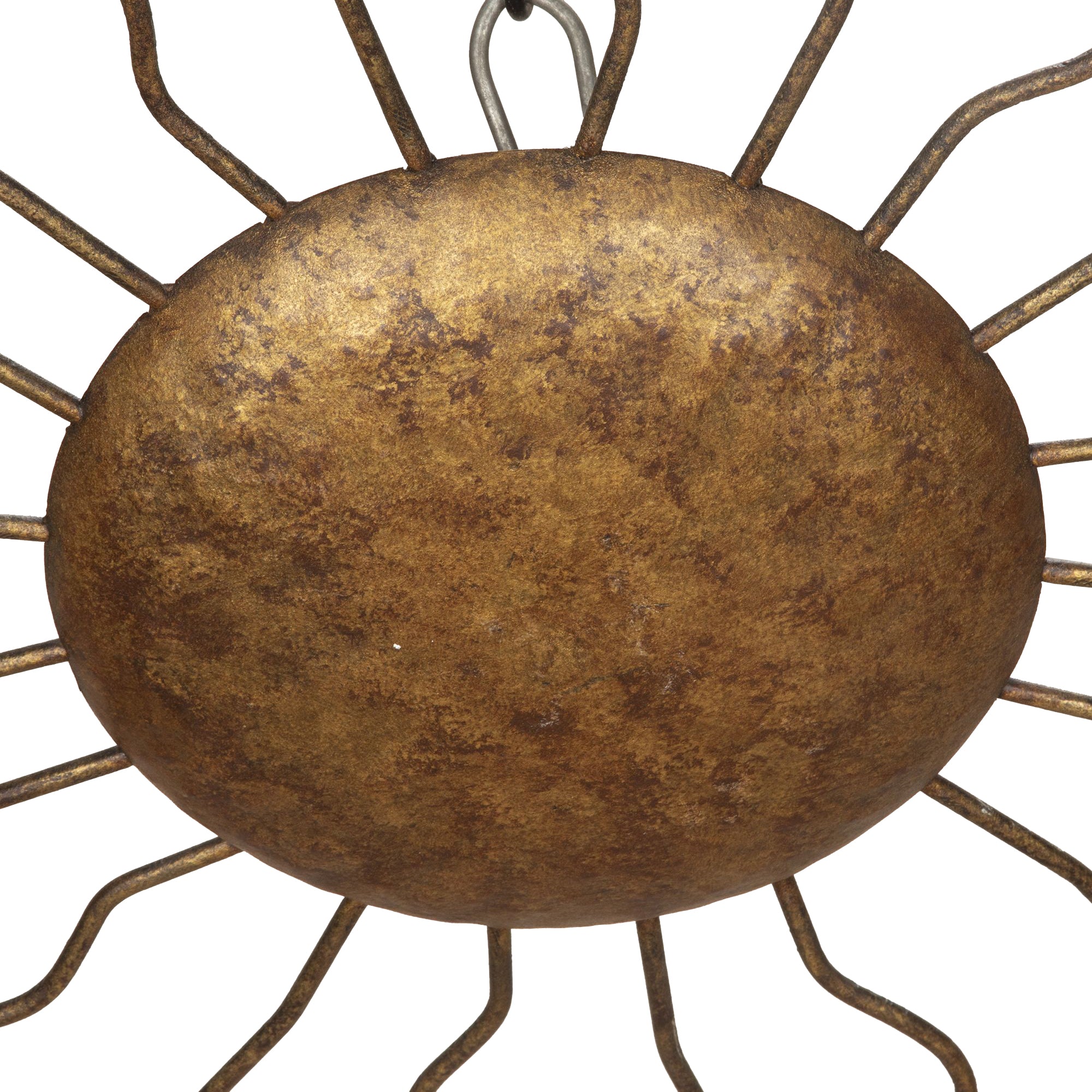 Mid-Century Spanish gilt iron sunburst wall or ceiling light circa 1950s–60s.