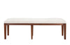 Mid century bench French upholstered bench or banquette upholstered in antique hemp linen. 