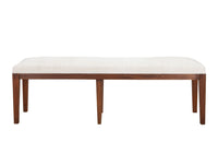 Mid century bench French upholstered bench or banquette upholstered in antique hemp linen. 